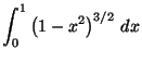 $\displaystyle
\int_0^1 \left( 1-x^2 \right)^{3/2} \,dx$