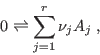 \begin{displaymath}
0 \rightleftharpoons \sum_{j=1}^r \nu_j A_j \;,
\end{displaymath}