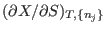 $(\partial X/\partial S)_{T,\{n_j\}}$