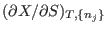 $(\partial X/\partial S)_{T,\{n_j\}}$