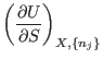 $\displaystyle \left(\frac{\partial U}{\partial S}\right)_{X,\{n_j\}}$
