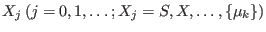 $X_j (j=0,1,\dots;X_j=S,X,\dots,\{\mu_k\})$