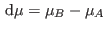 $ {\rm d}\mu=\mu_B-\mu_A $