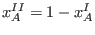$x_A^{II}=1-x_A^I$
