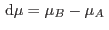 $ {\rm d}\mu=\mu_B-\mu_A $