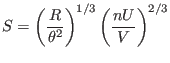 $S=\left( \displaystyle\frac{R}{\theta ^2}\right) ^{1/3} \left(
\displaystyle\frac{nU}{V} \right)^{2/3} $