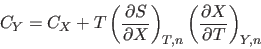 \begin{displaymath}
C_Y = C_X + T \left(\frac{\partial S}{\partial X}\right)_{T,n}
\left(\frac{\partial X}{\partial T} \right)_{Y,n}
\end{displaymath}