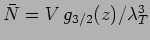 $\bar{N}=V\,g_{3/2}(z)/\lambda_T^3$