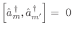 $\displaystyle \left[{\hat{a}_m}^{\,\dagger},{\hat{a}_{m'}}^{\,\dagger}\right] =
\; 0$