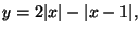 $y = 2 \vert x\vert - \vert x-1\vert,$
