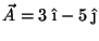 $\vec{A} = 3\;\hat{\mbox{\i}} - 5\;\hat{\mbox{\j}}$