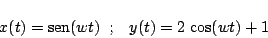 \begin{displaymath}
x(t) = \mbox{sen}(wt) \;\; ; \;\;\; y(t) = 2 \, \cos(wt) + 1
\end{displaymath}