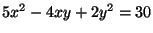 $5 x^2 - 4 x y + 2 y^2 = 30$