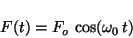 \begin{displaymath}F(t) = F_o \,\cos(\omega_0 \, t) \end{displaymath}