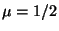 $\mu = 1/2$