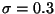 $\sigma^2 = 0.3$