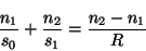 \begin{displaymath}
\frac{n_1}{s_0} + \frac{n_2}{s_1} = \frac{n_2 - n_1}{R}
\end{displaymath}