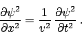 \begin{displaymath}
\frac{\partial \psi^2}{\partial x^2} = \frac{1}{v^2} \,
\frac{\partial \psi^2}{\partial t^2} \;.
\end{displaymath}