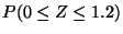 $P(0 \leq Z \leq 1.2)$