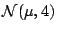 ${\cal N}(\mu, 4)$