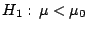$H_1: \,\mu < \mu_0$