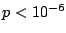 $p < 10^{-6}$